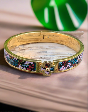 Multi-Color Flower Printed Bangle Bracelet