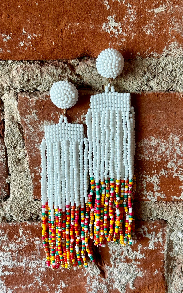 Seed Bead Multi-Color Waterfall Earrings