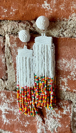 Seed Bead Multi-Color Waterfall Earrings