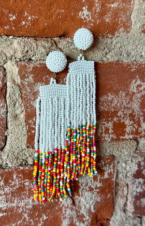 Seed Bead Multi-Color Waterfall Earrings
