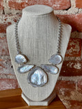 Kenzie Ivory Mother of Pearl Iridescent Stone Statement Necklace