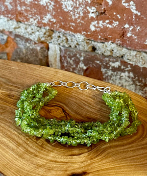Multi-Row Peridot Chips Bracelet in Sterling Silver