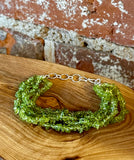 Multi-Row Peridot Chips Bracelet in Sterling Silver
