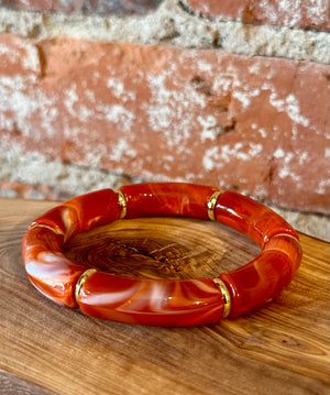Coral Hued Linked Resin Bracelet