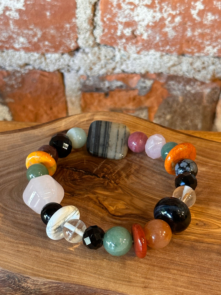 Multi-Color Geometrical Gemstone Bracelet