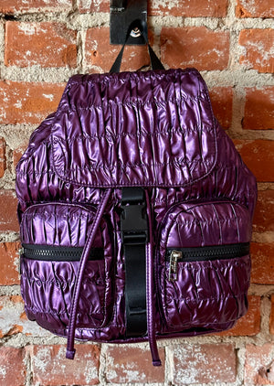 Nylon Metallic Purple Backpack