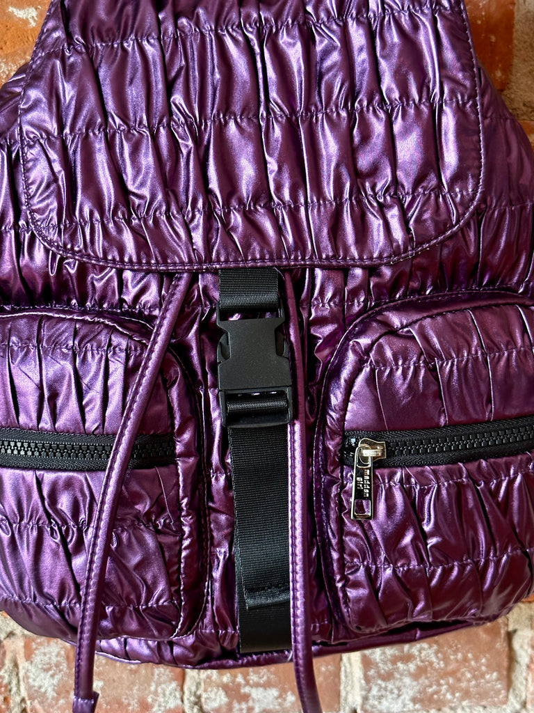 Nylon Metallic Purple Backpack