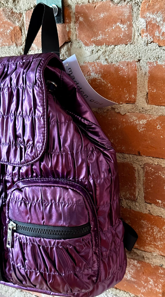 Nylon Metallic Purple Backpack