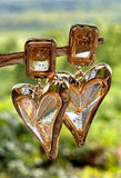 Translucent Heart Shaped Gold Flake Drop Earrings