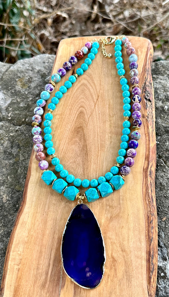 In Bloom Purple Agate Statement Necklace