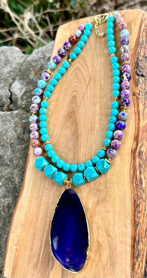 In Bloom Purple Agate Statement Necklace