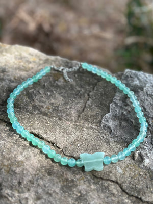 Green Aventurine Beaded Butterfly Shape Necklace