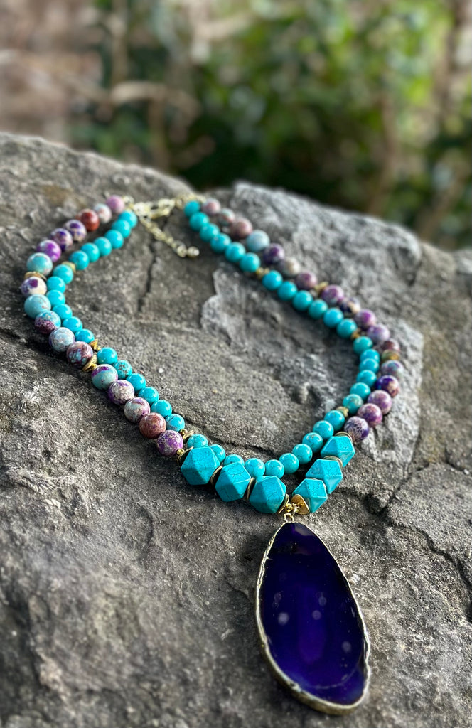 In Bloom Purple Agate Statement Necklace