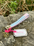 Featured in "Frenchie Blue Caning" Lilly Pulitzer Printed Leatherette Key Ring