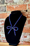 Betsey Johnson Mesh Blue Multi-Color Bow Collar Necklace