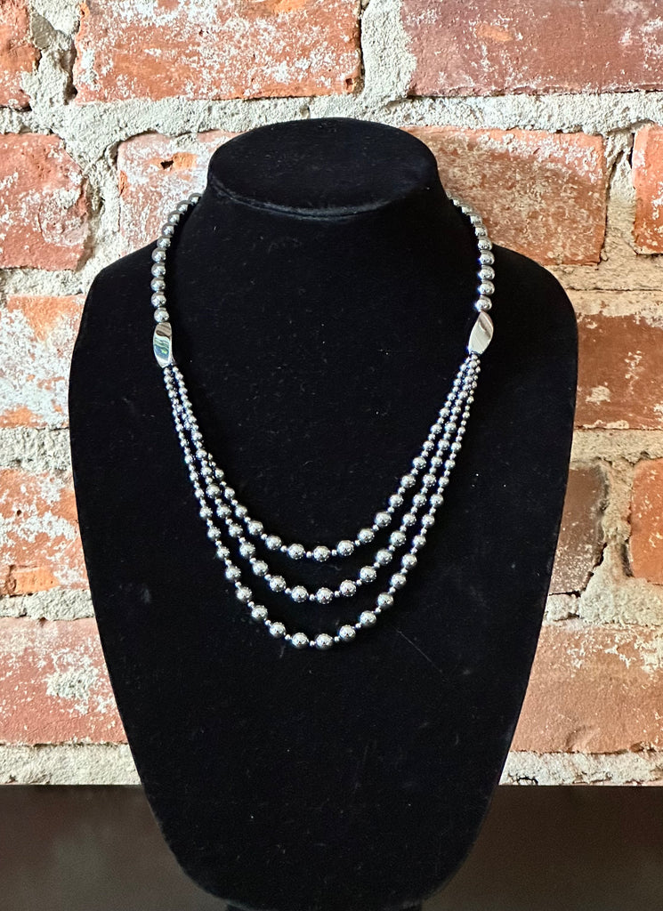Hematite Beaded Layered Necklace