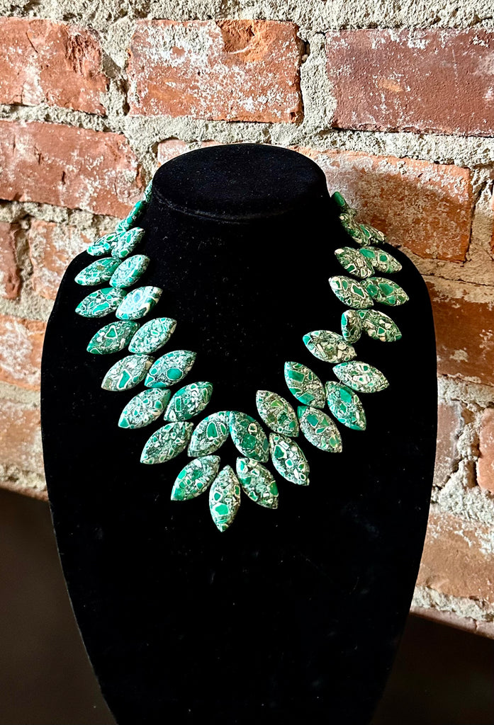 Spiked & Speckled  Mixed Gemstone Necklace