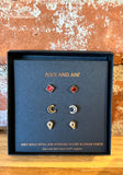 Alex and Ani Scarlett Moon Stud Earring Trio Set 14K Gold Over Sterling Silver