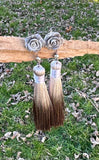 Carved Rose Tassel Earrings