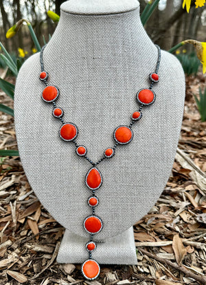 Hematite & Howlite Lariat Drop Necklace