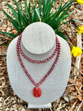 Crystal Beaded Long Quartz Pendant Necklace