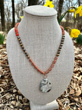 Jasper and Copper Pendant Long Statement Necklace
