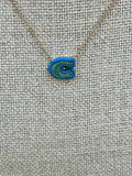 COACH Signature Sculpted “C” Set in Blue Pendant Necklace