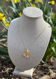 Yellow Enamel Flower Rhinestone Pendant Necklace
