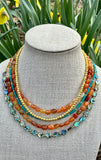 Gold Multi-Layered Gemstone Layered Necklace