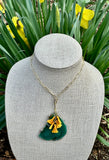 Agate Slice and Bronze Link Necklace