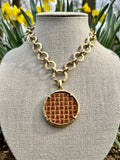 Gold-Tone Leather Pendant Necklace