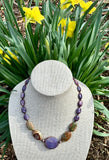 Purple Jasper, Quartz & Bronze Necklace