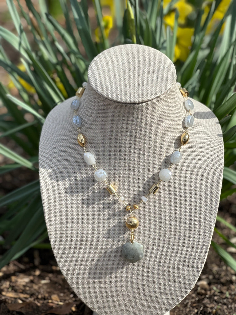Crystal Labradorite Drop Pendant Necklace