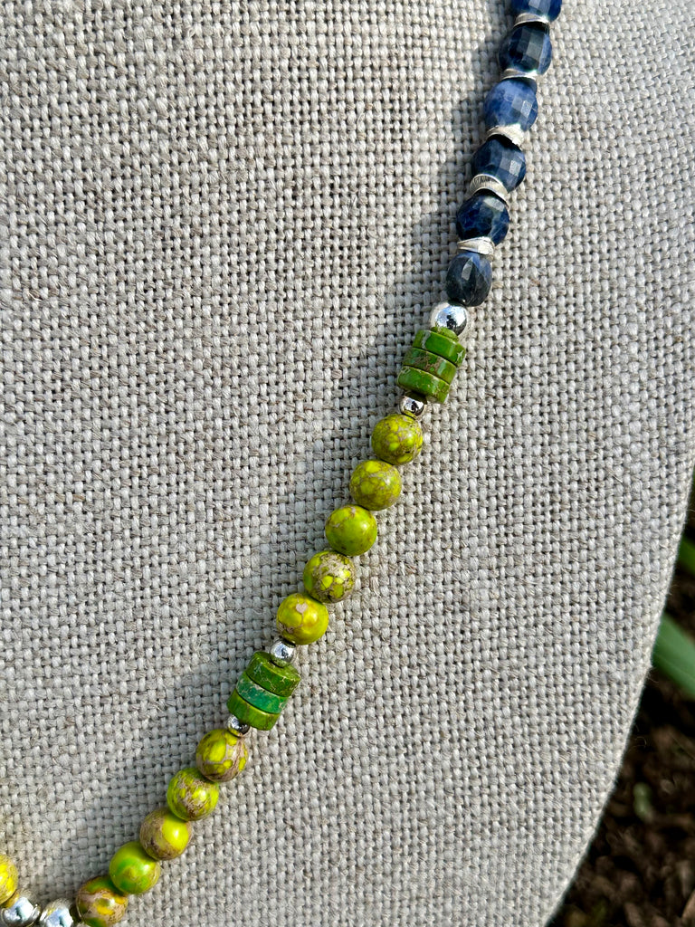 Lime Jasper & Lapis Pendant Necklace