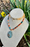 Spiny Oyster, Resin & Jasper Pendant Necklace