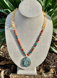 Spiny Oyster, Resin & Jasper Pendant Necklace