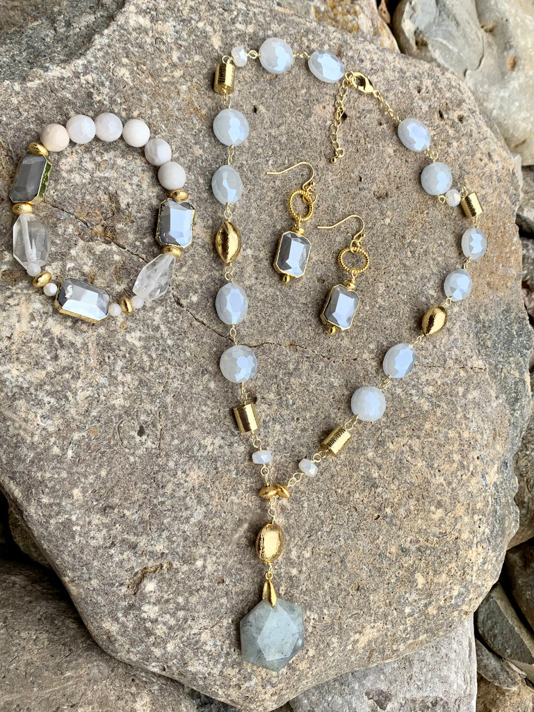 Nordic Grey Crystal Drop Earrings