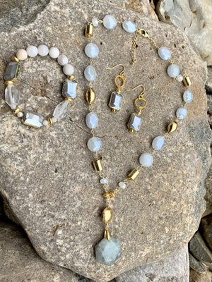 Nordic Grey Crystal Drop Earrings