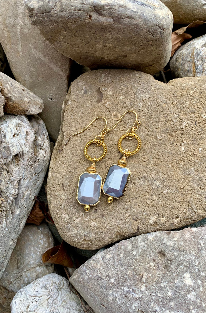 Nordic Grey Crystal Drop Earrings