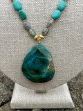 Mixed Magnesite and Labradorite Agate Pendant Necklace