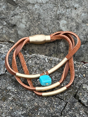 3-Strand Leather Magnetic Bracelet