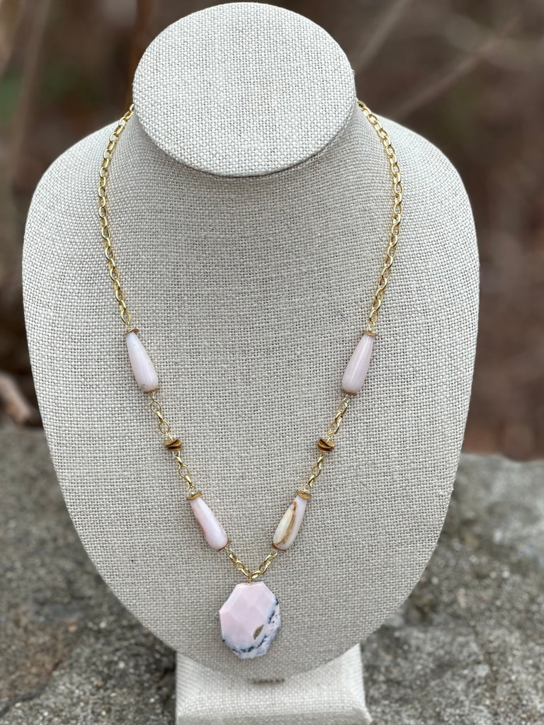 Pink Jasper Pendant Necklace