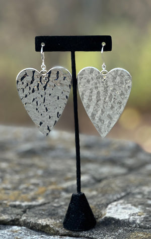Hammered Heart Shaped Drop Earrings