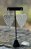 Hammered Heart Shaped Drop Earrings