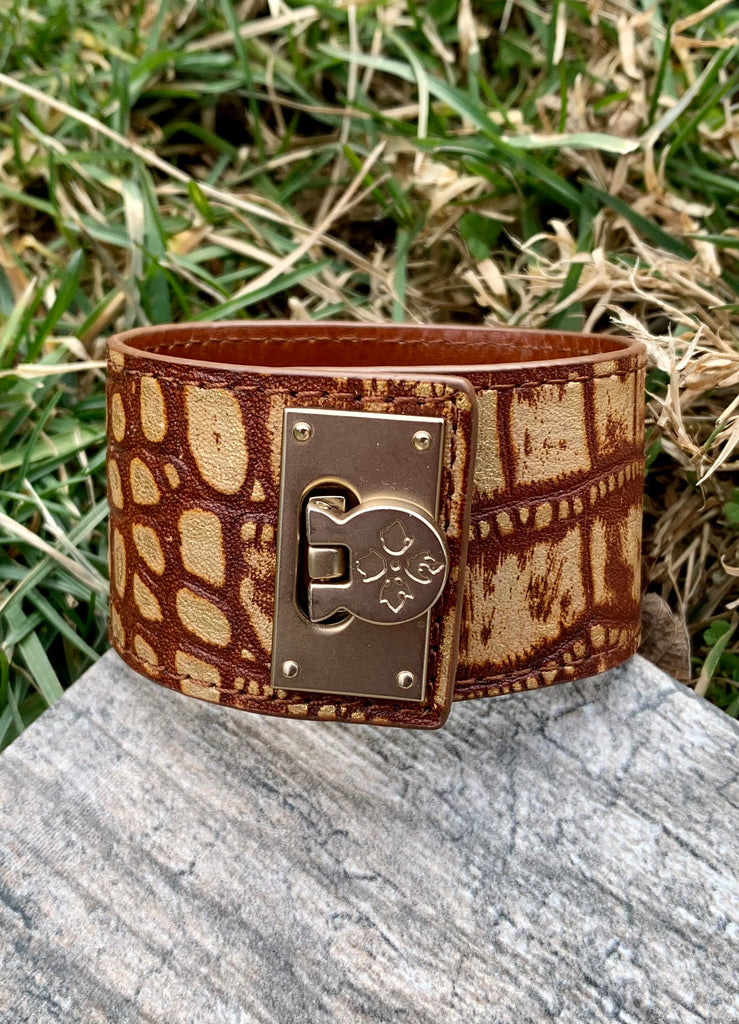 Jocelyn Brown Bronze Leather Cuff Bracelet
