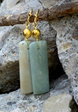 Amazonite and Bronze Slab Drop Earrings