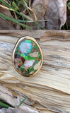 Bronze Genuine Mixed Matrix Stone in Green Size 9