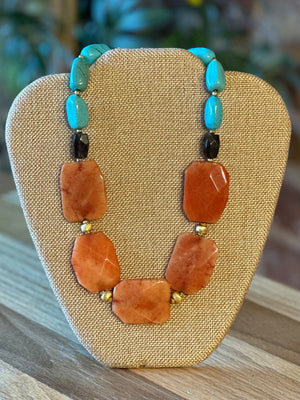 Earth Rocks Orange Magnesite Statement Necklace