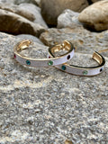 White Multi-Color Stone Hoop Earrings