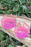 Pink and Orange "Good Vibes" Hoop Earrings